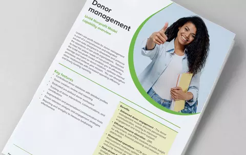 Click to read our datasheet about donor management software for nonprofit organizations