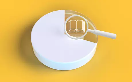 pie chart with book and microscope