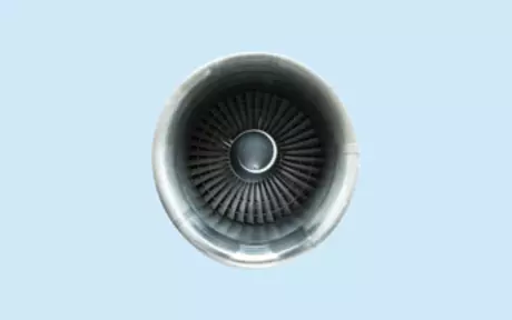 Jet engine on blue background