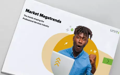 Titelbild für das Unit4 E-Book: „7 PSO market megatrends“