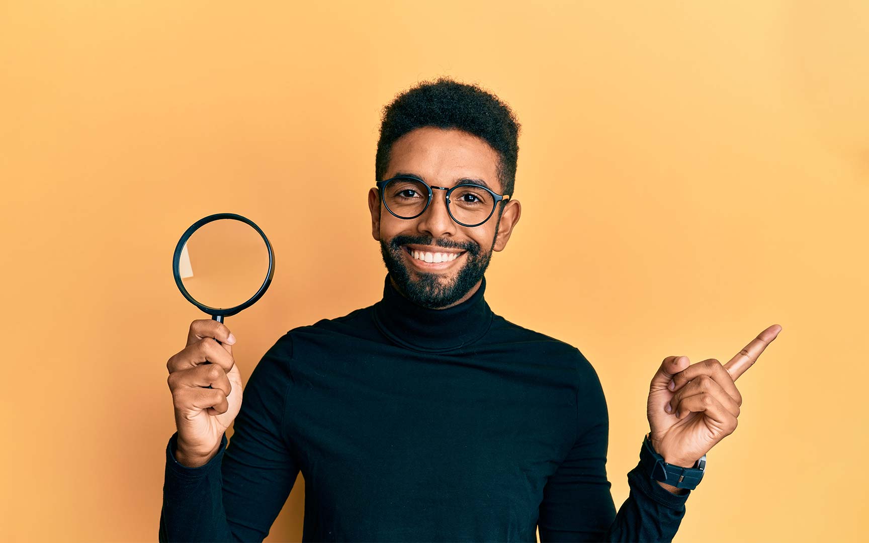person with magnifying glass