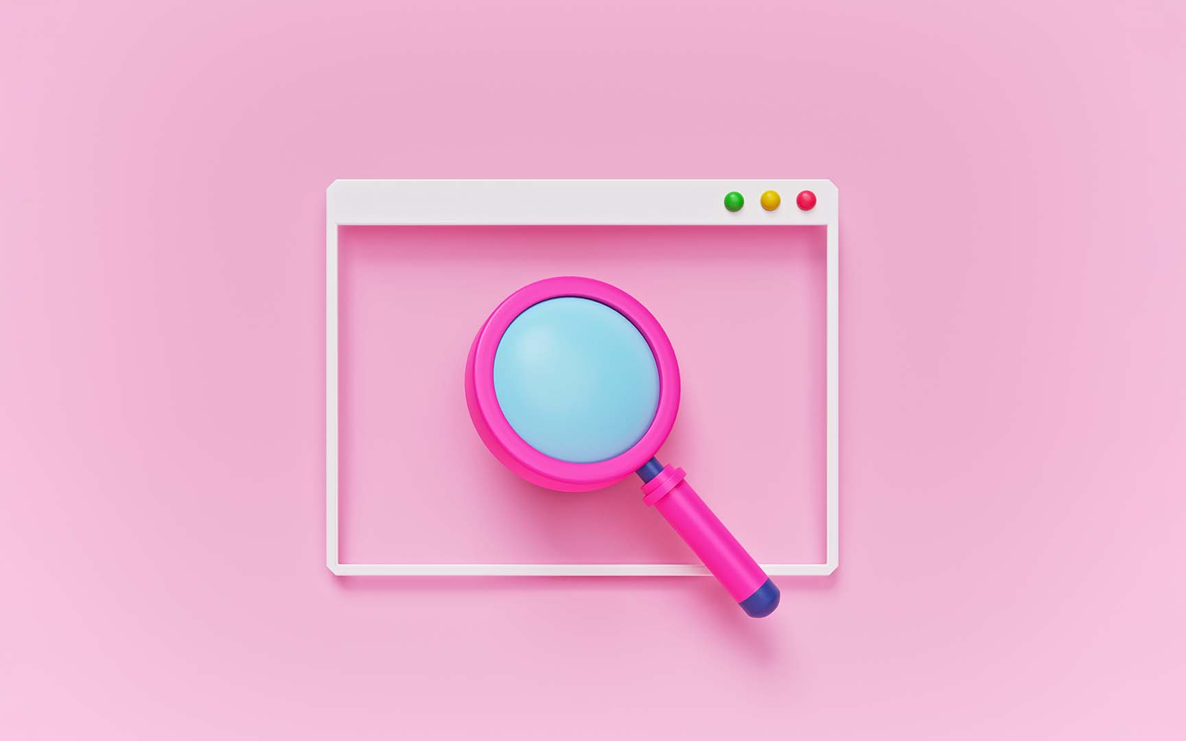 magnifying glass on pink background
