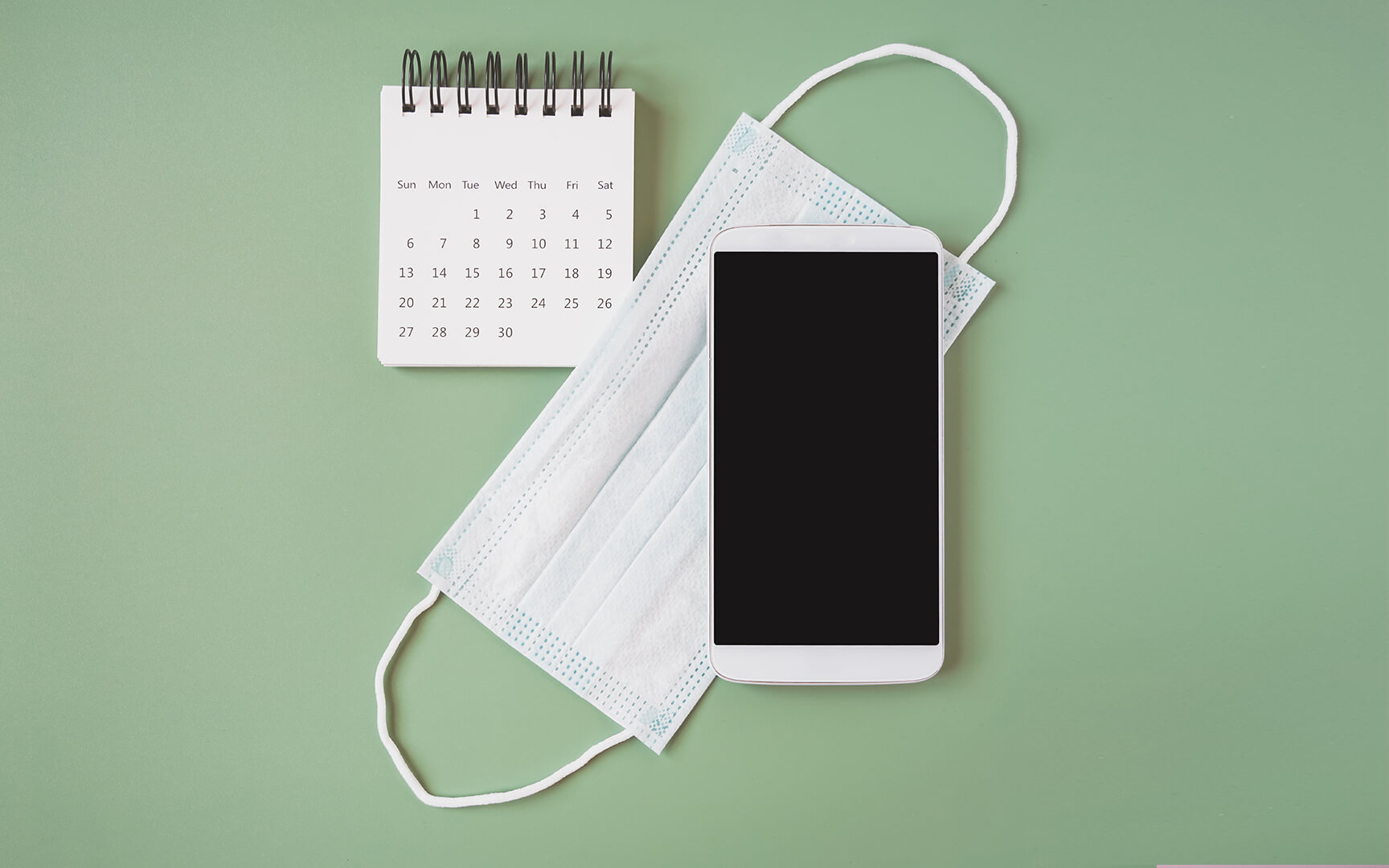 mask with phone and calendar