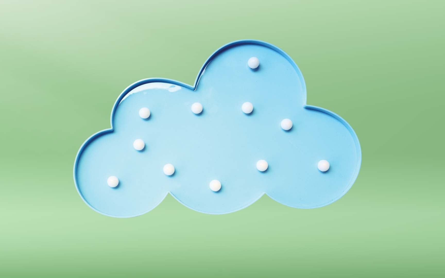 blue cloud on green background 