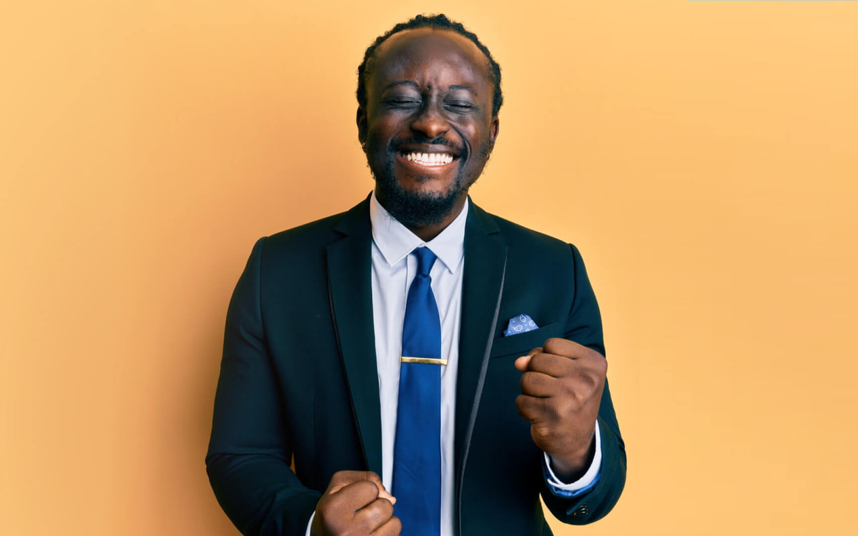 happy person in suit