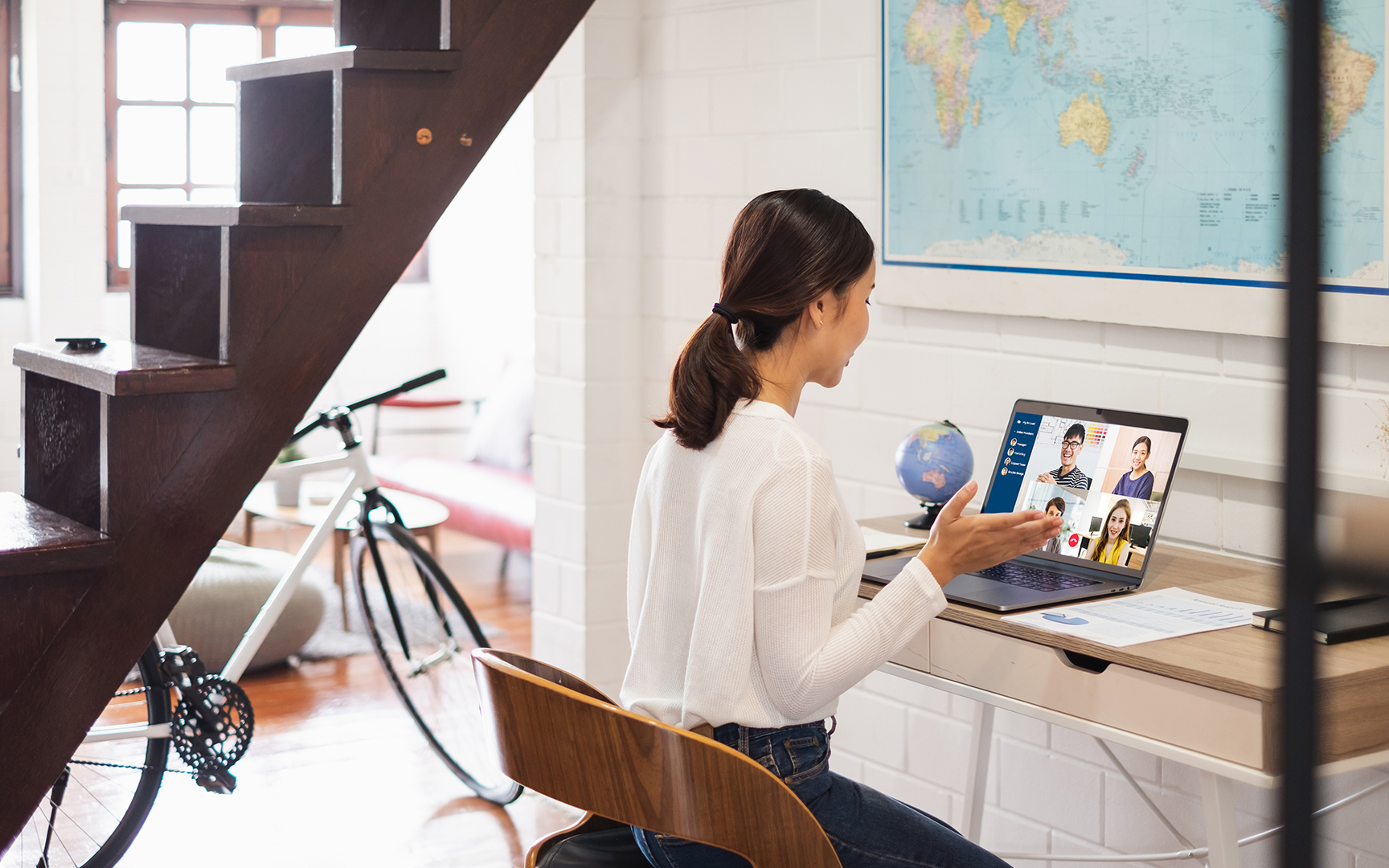 business woman working from home