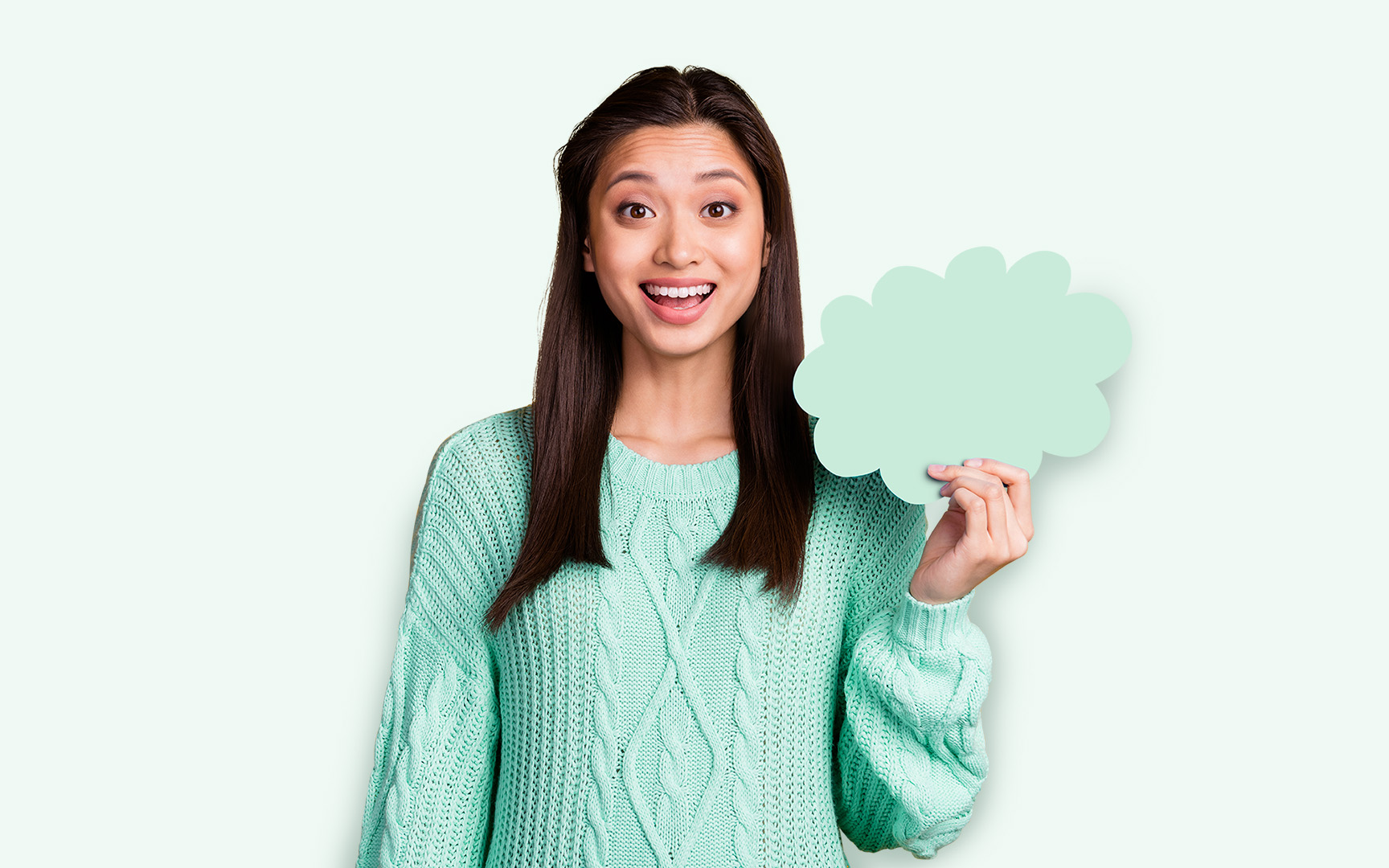 woman with a cloud in the hand