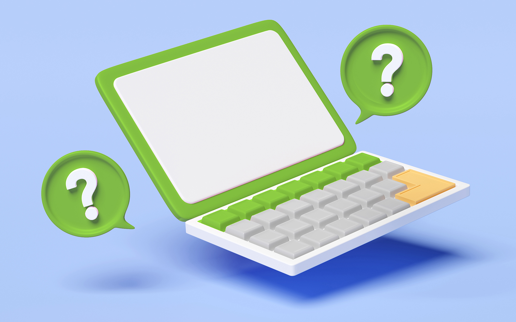 laptop and question marks