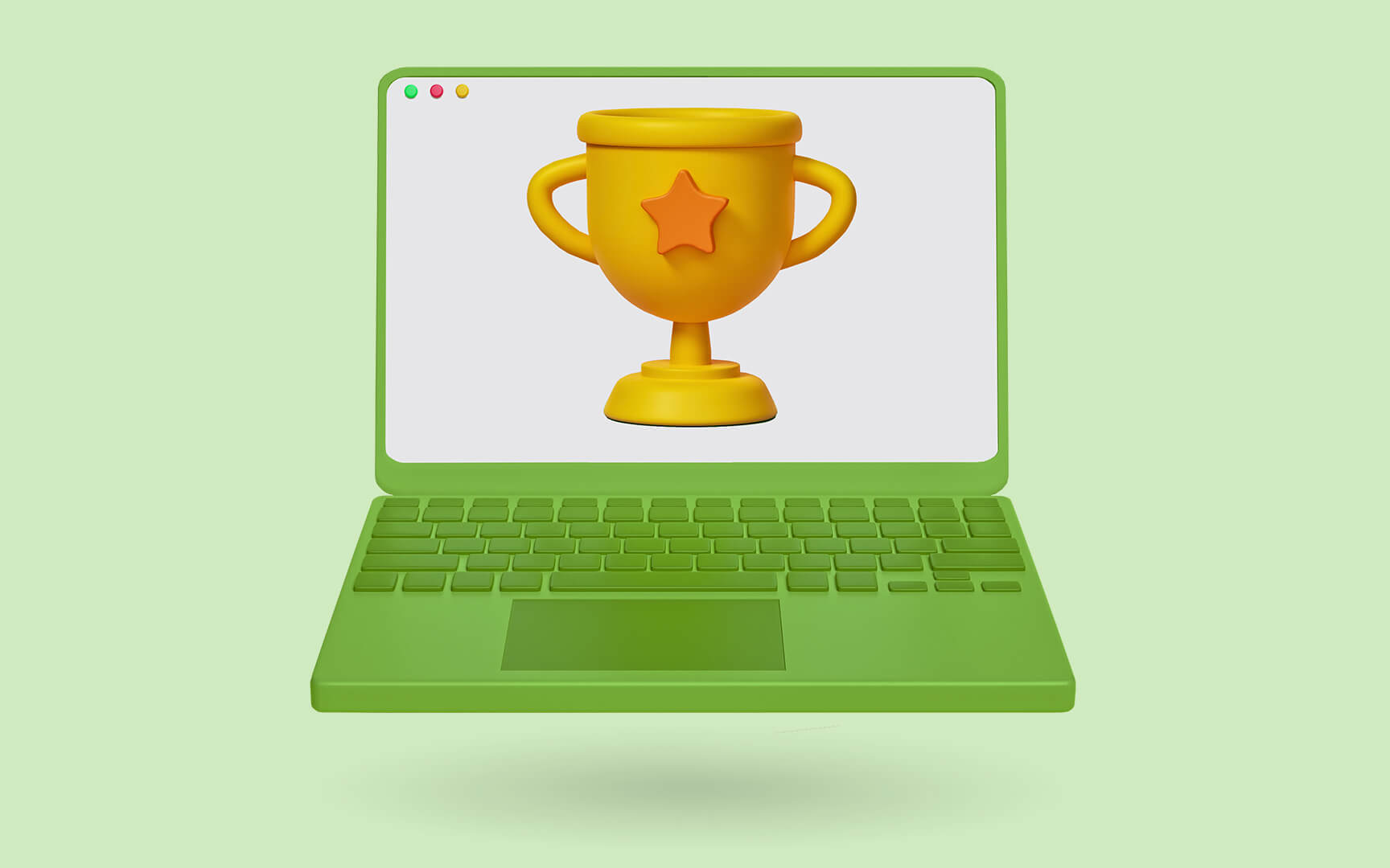 PC with trophy on screen