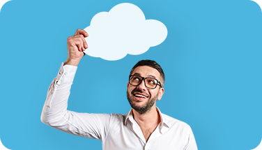 men with a cloud in the hand