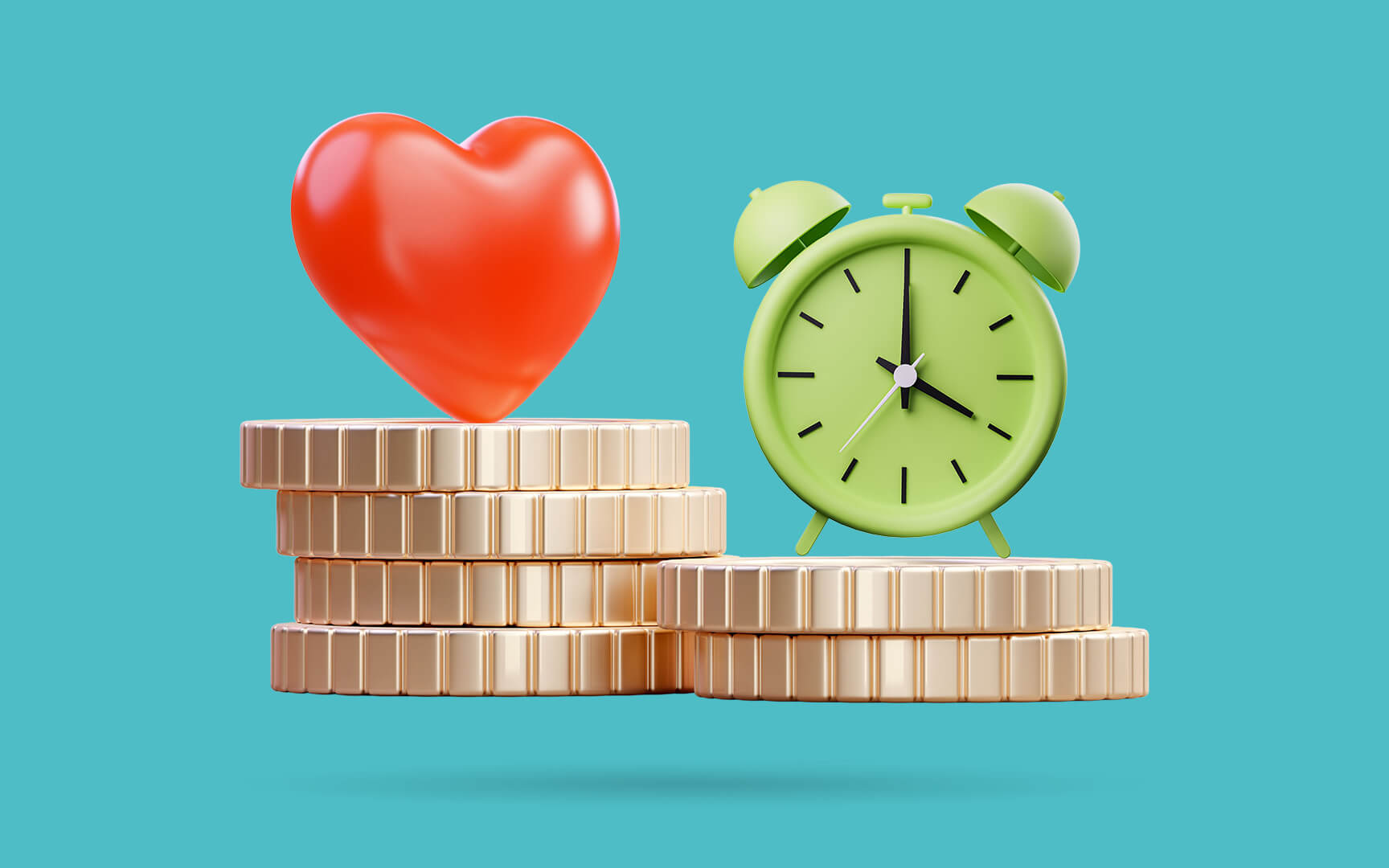 clock, heart and money