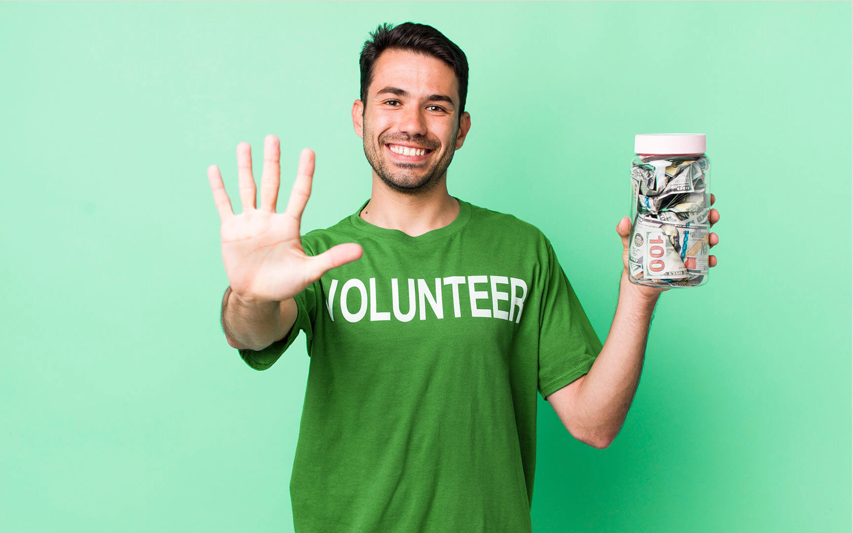 men showing his 5 fingers