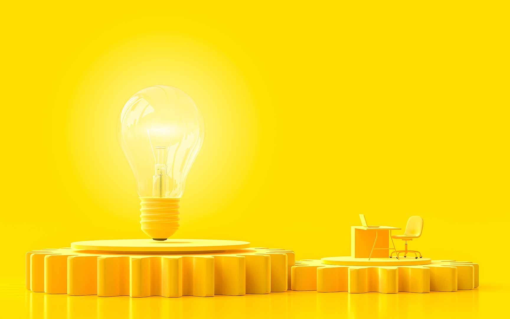 lightbulb on yellow background