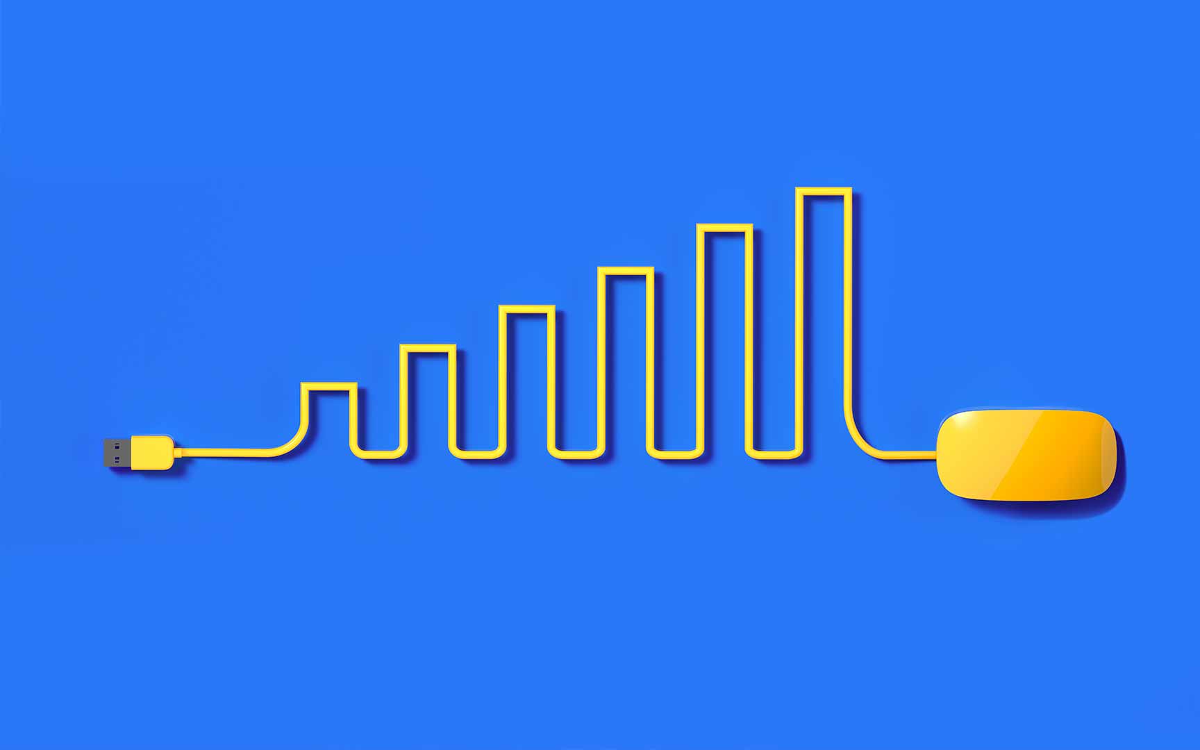 yellow mouse on blue background