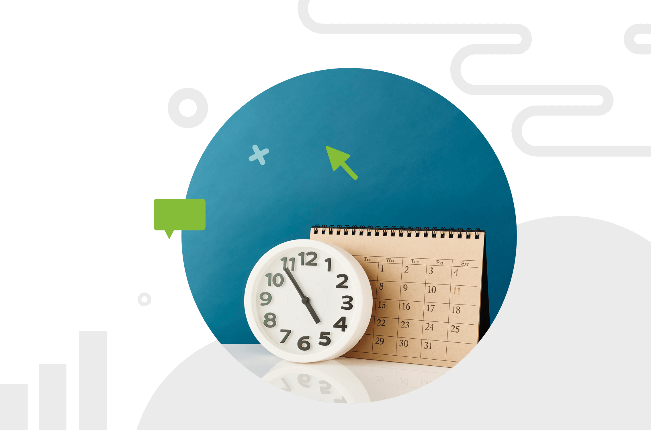 clock and calendar on table