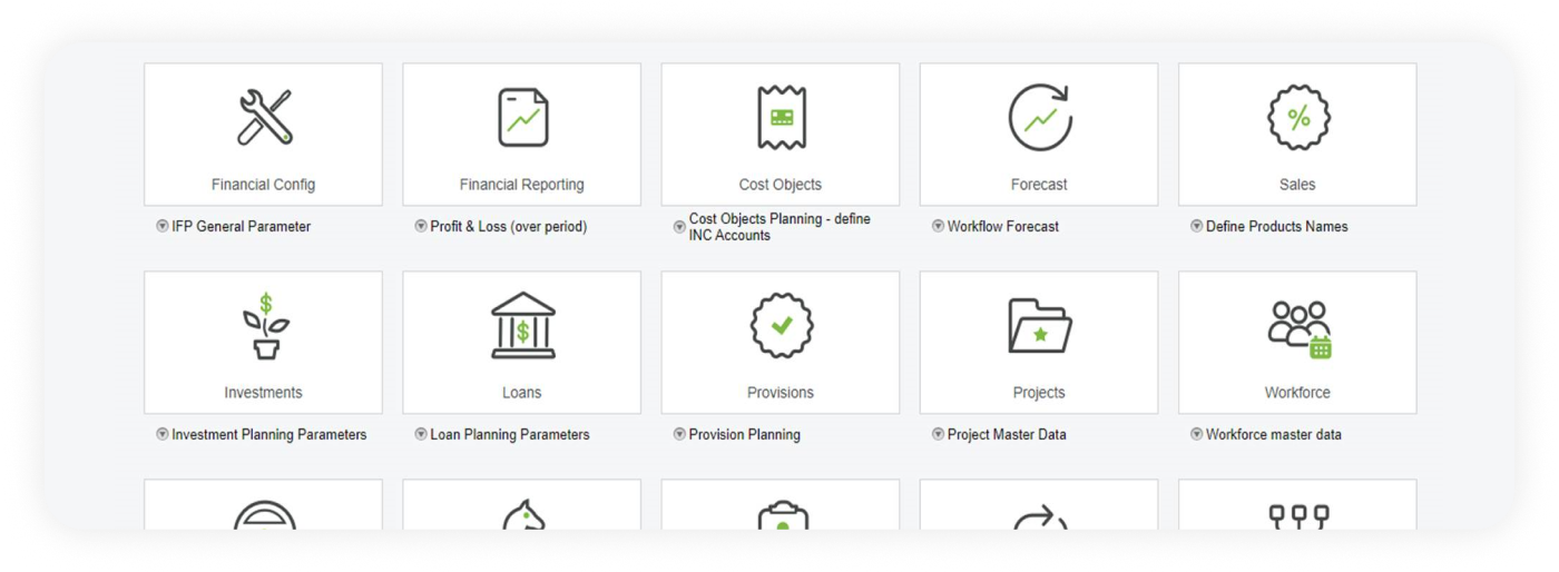 Example screen from this Unit4 solution - Unit4 FP&A: Integrated Financial Planning module