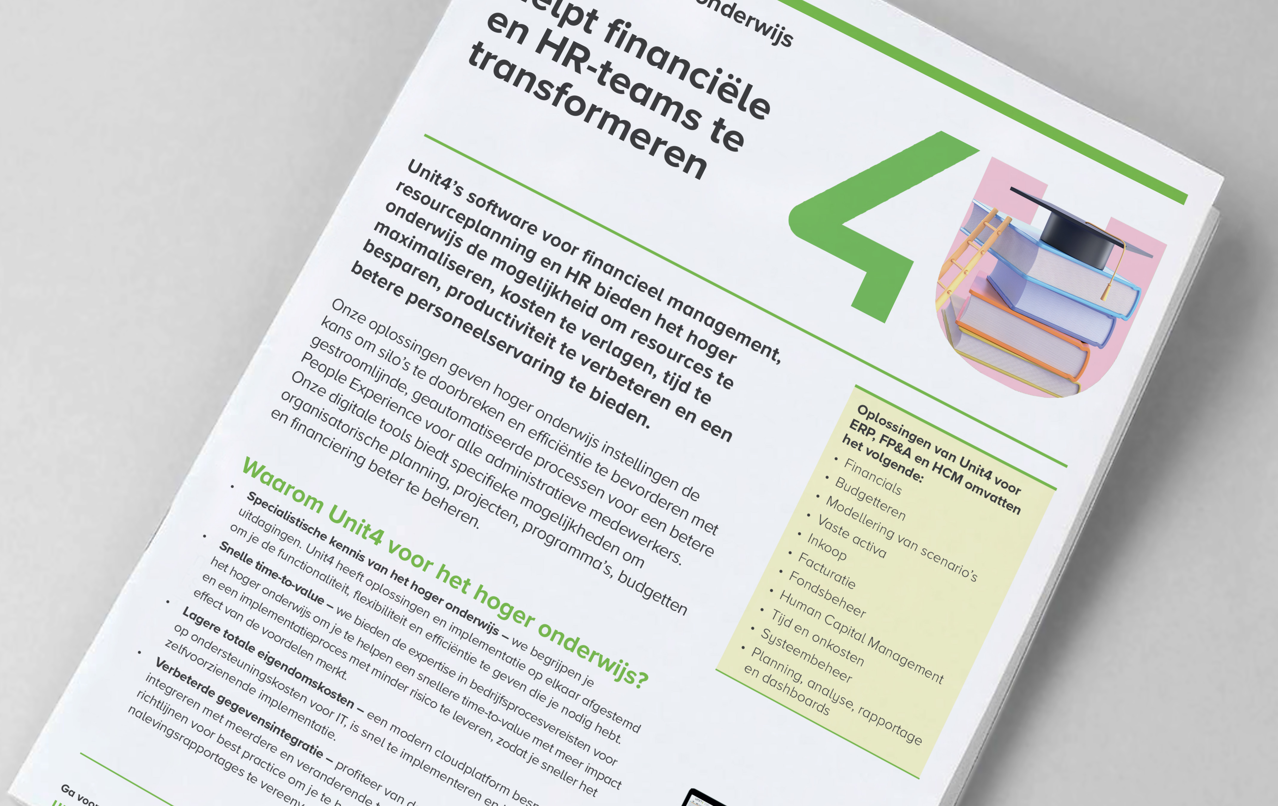 Omslagafbeelding voor factsheet over Unit4 bedrijfssoftware-oplossingen voor hoger onderwijs