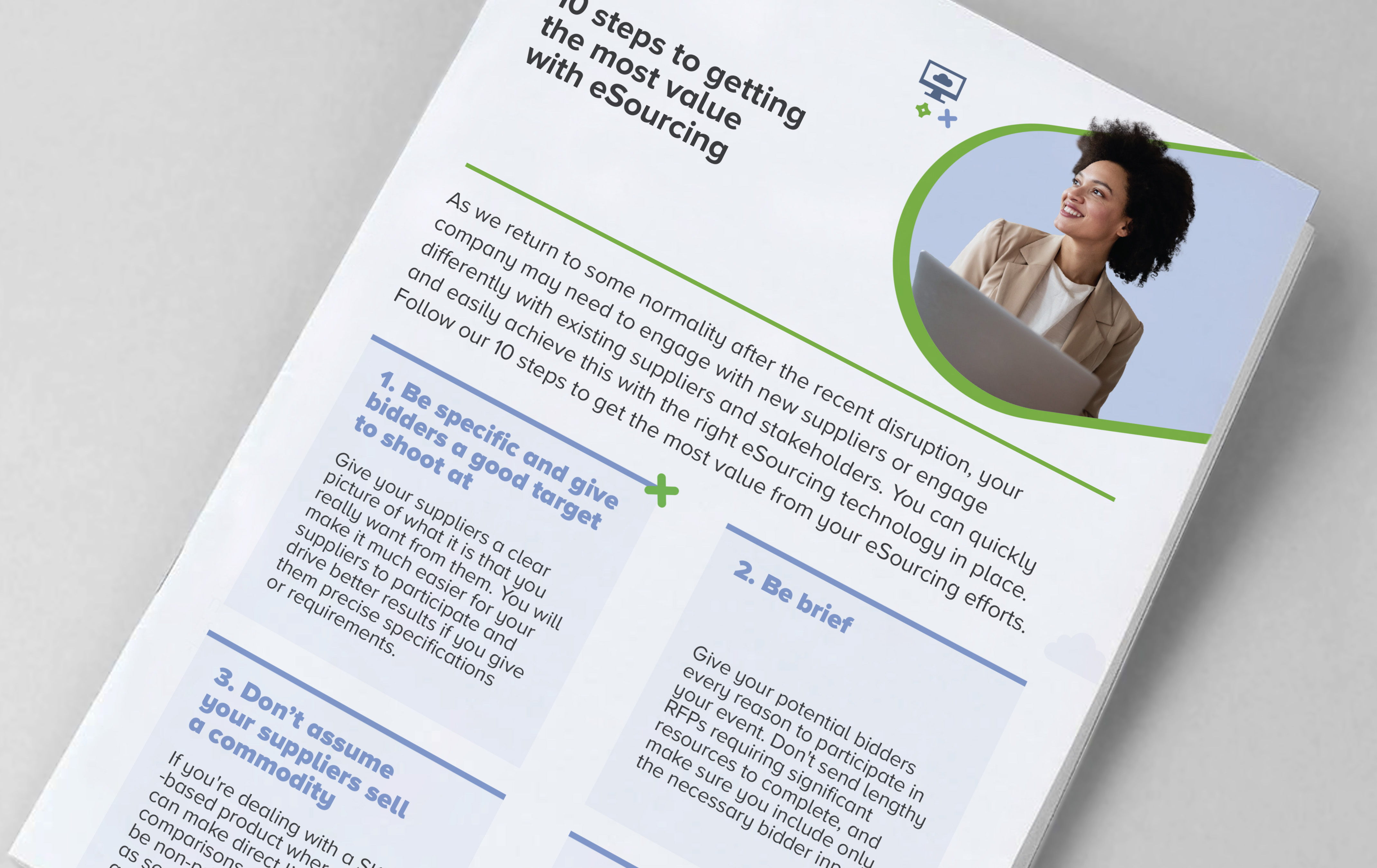 Infografiikan kansikuva: 10 essential steps to make eSourcing work for you