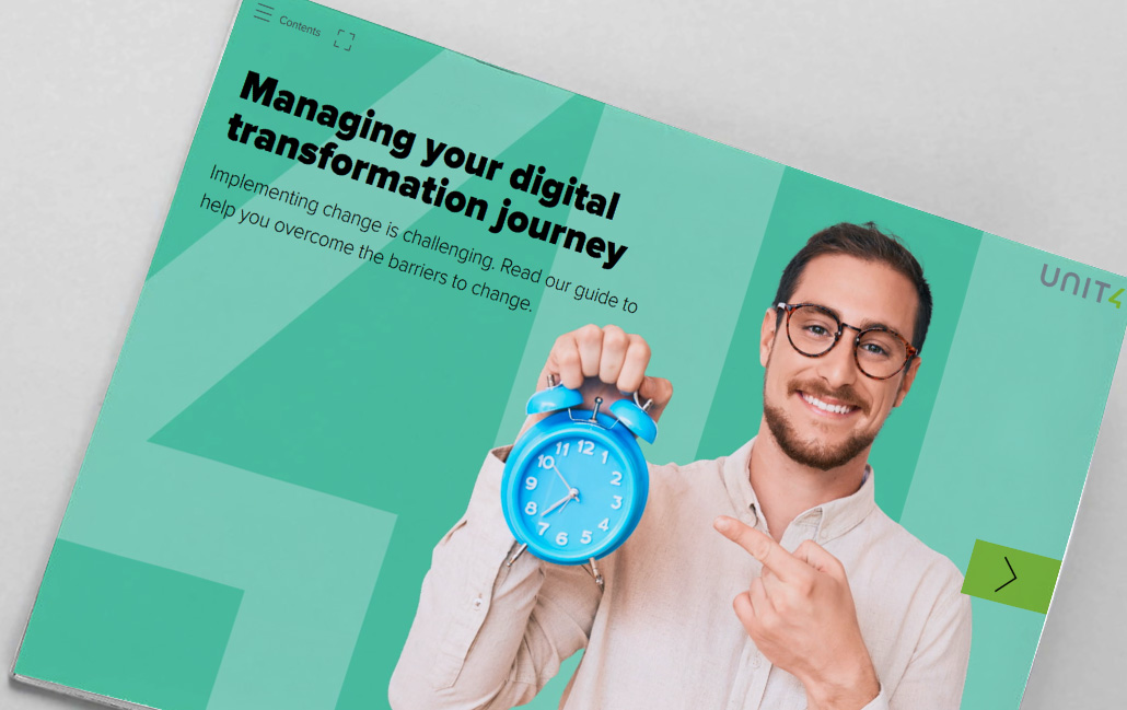 Napsauttamalla pääset lukemaan e-kirjan "Managing your digital transformation journey"