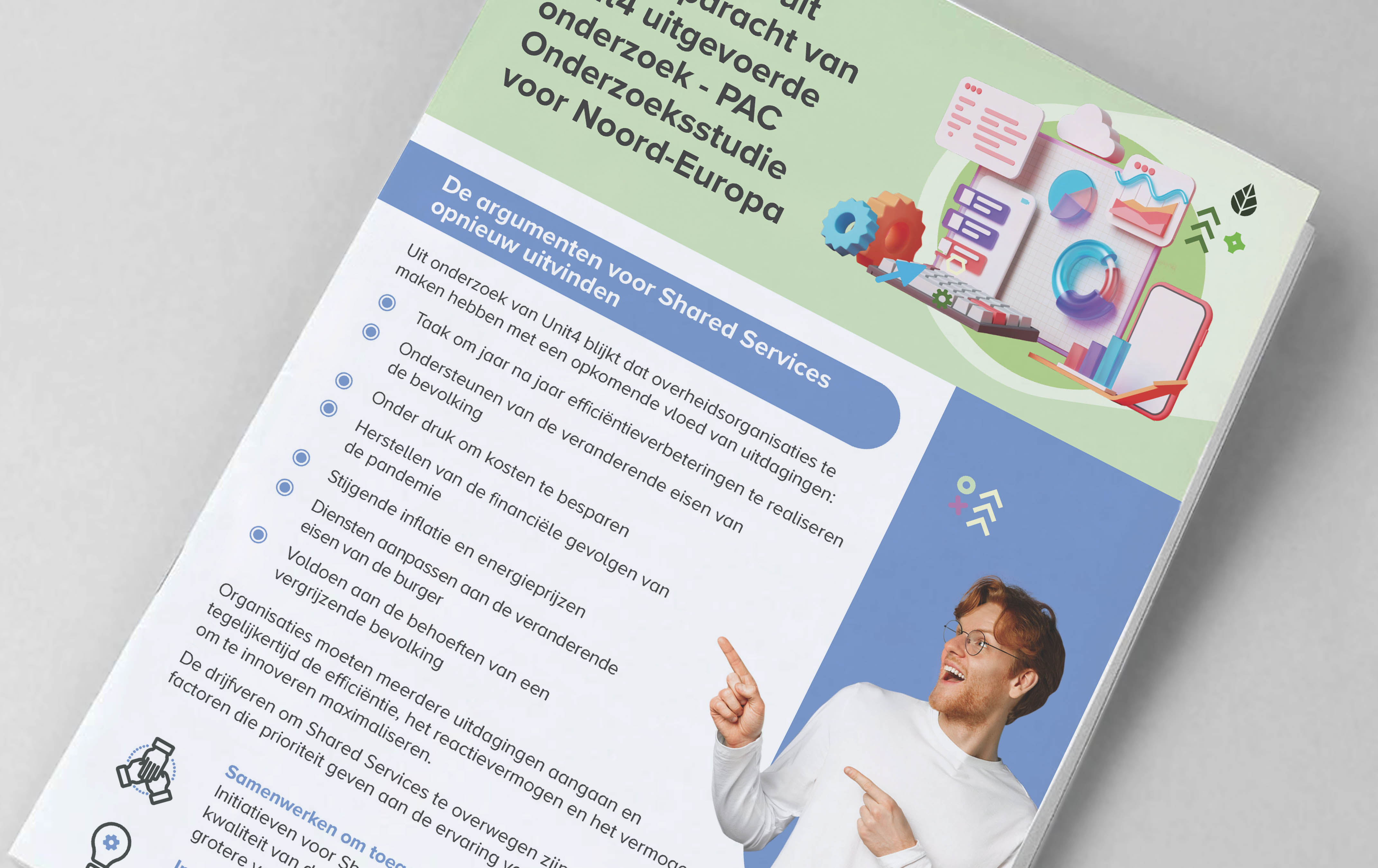 Omslagafbeelding voor infographic "De nieuwe weg van gezamenlijke dienstverlening bewandelen” voor de publieke sector.