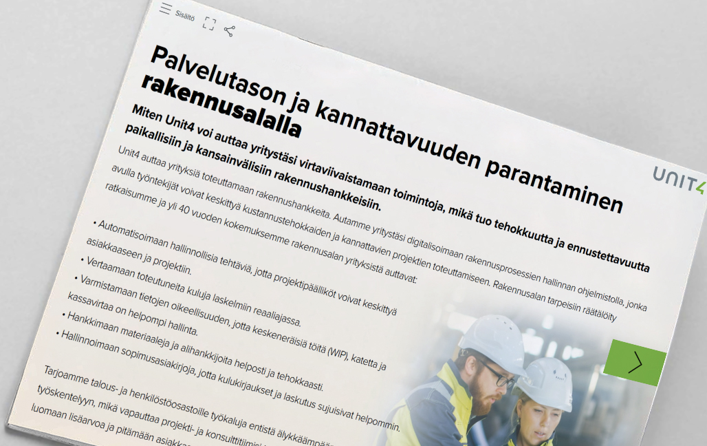 Kansikuva e-kirjalle, jossa kerrotaan, kuinka palvelutasoa ja tuottavuutta parannetaan rakennusalalla