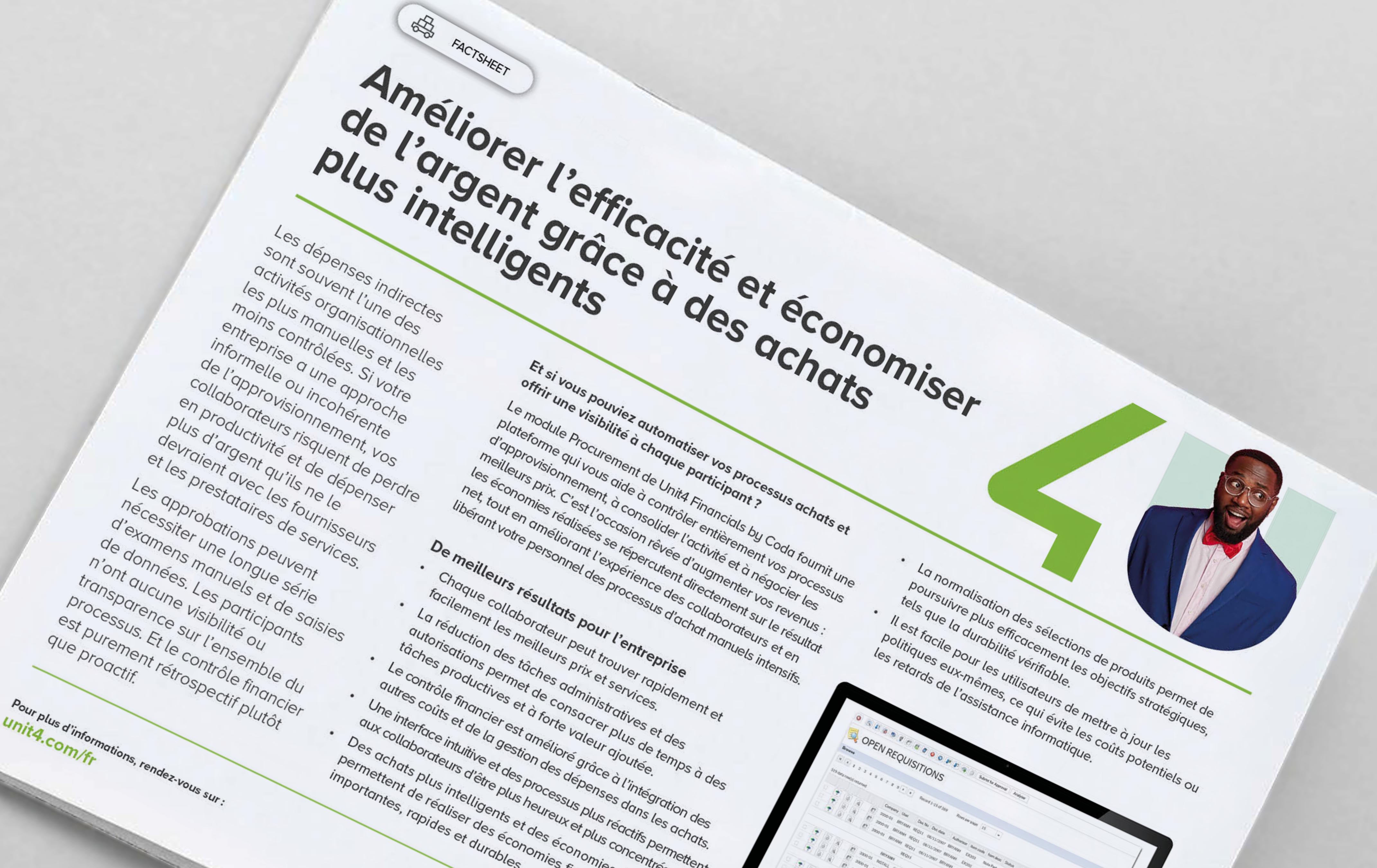 Cliquez ici pour télécharger notre fiche d’information Unit4 Financials by Coda Procurement