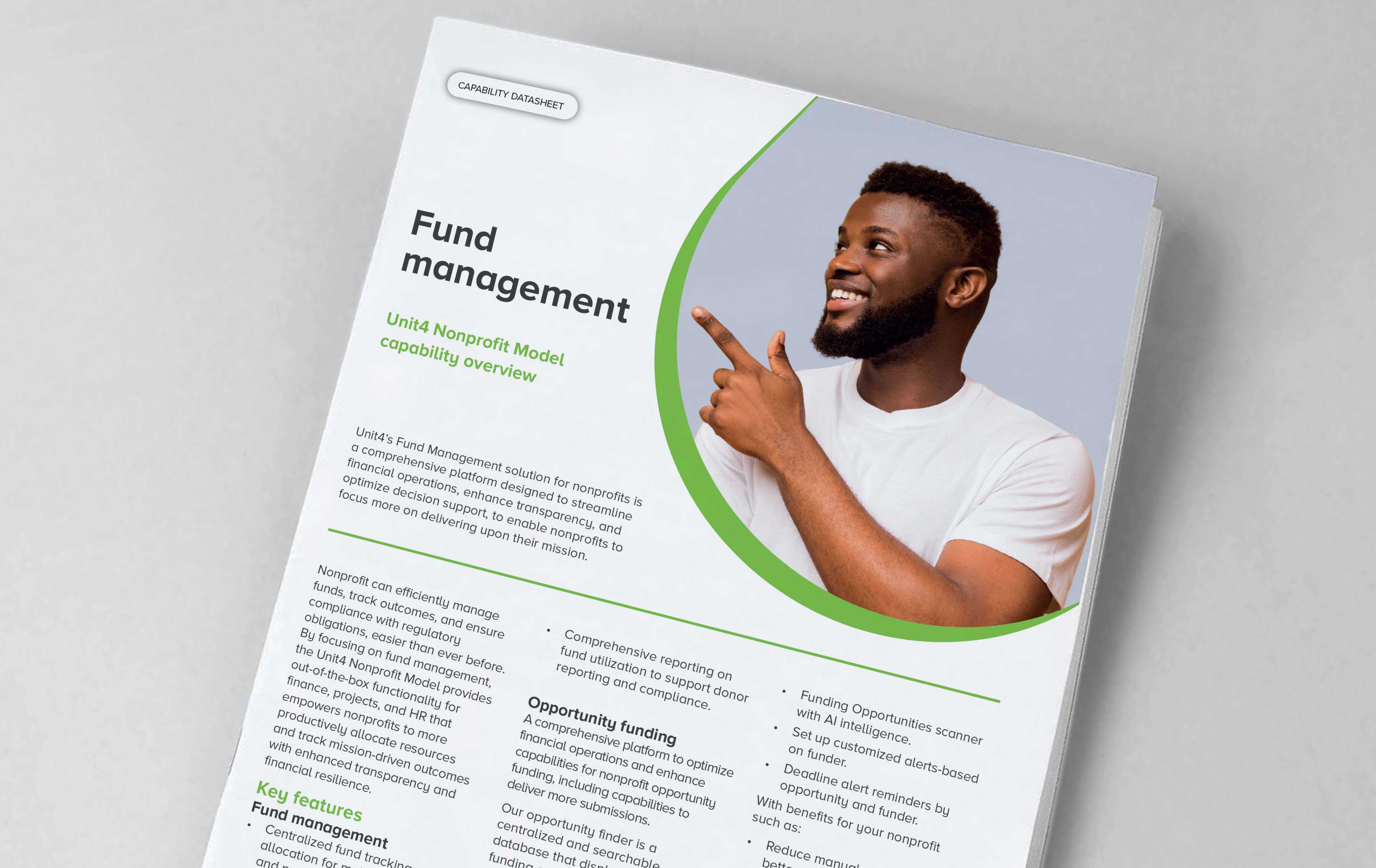 Yleishyödyllisille yhteisöille suunnitellun Unit4:n varojen hallintaohjelmiston selosteen kansikuva