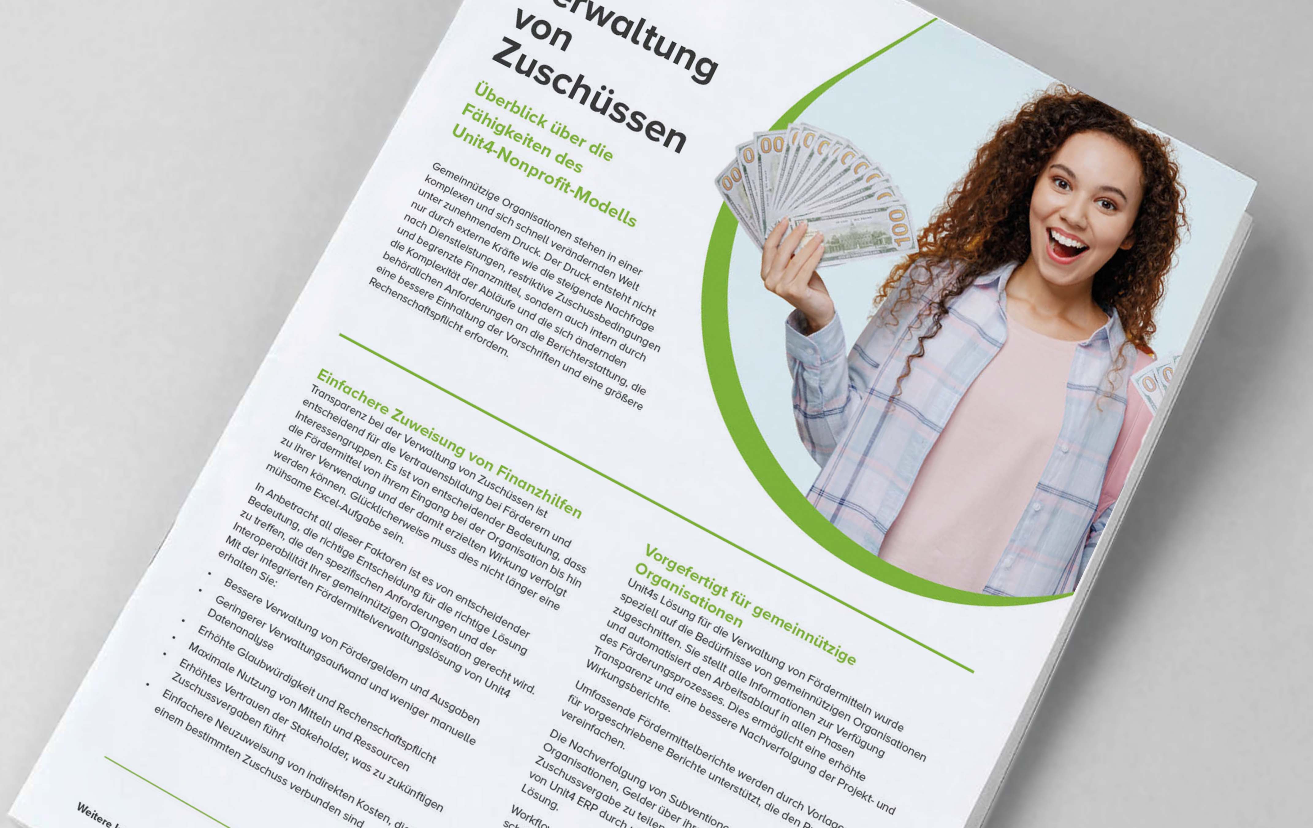 Titelbild für das Factsheet über die Unit4 Fördermittel-Management-Software für Nonprofit-Organisationen