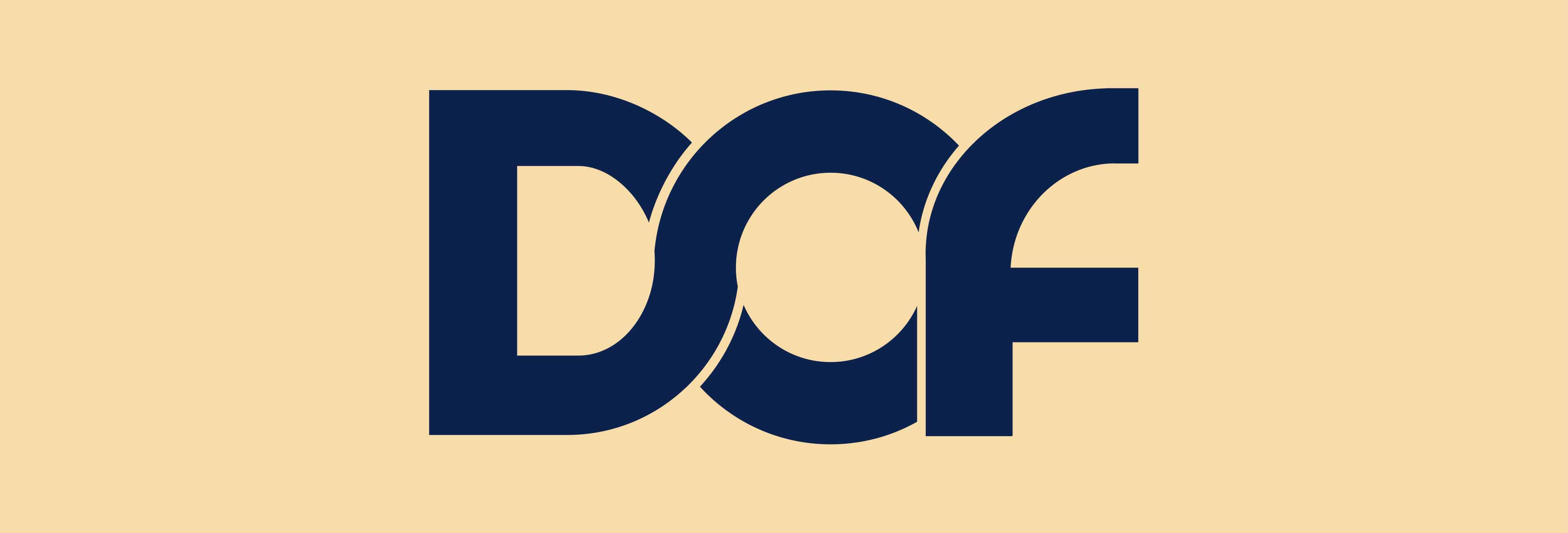 DOF logo on  a pastel peach background