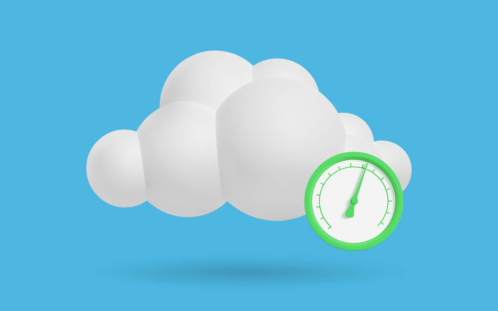 one cloud and a clock over a blue background