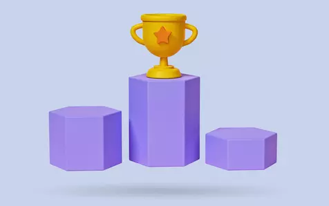 trophy on first place podium