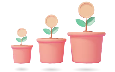 3D-afbeelding van drie bloempotten