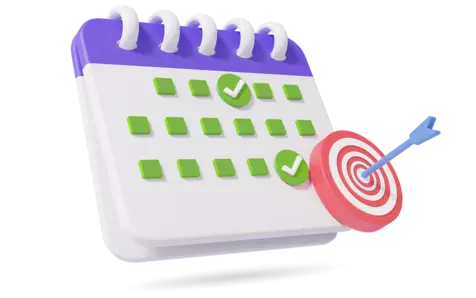 3D-afbeelding van een kalender met een doel