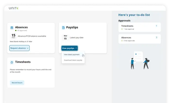 Employee Self-Service Homepage in Unit4 HCM