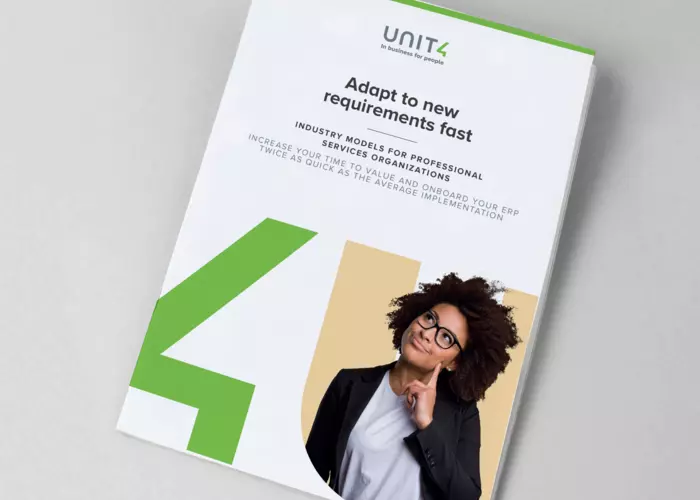 Titelbild für das Whitepaper über das Unit4 Modell für Dienstleistungsunternehmen