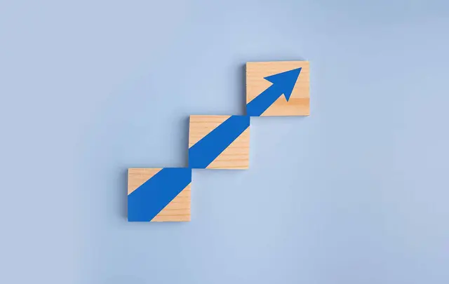 An arrow point up on 3 blocks