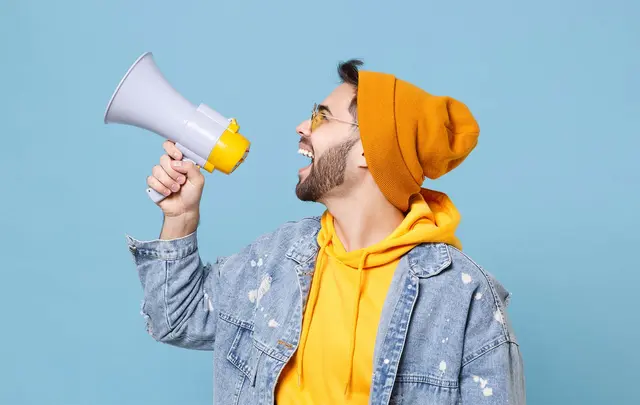 person with bullhorn
