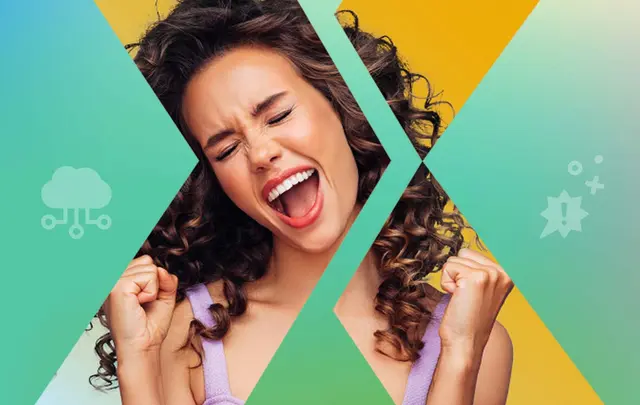 person smiling X4U branding