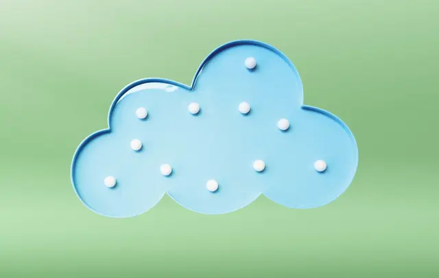 blue cloud on green background 