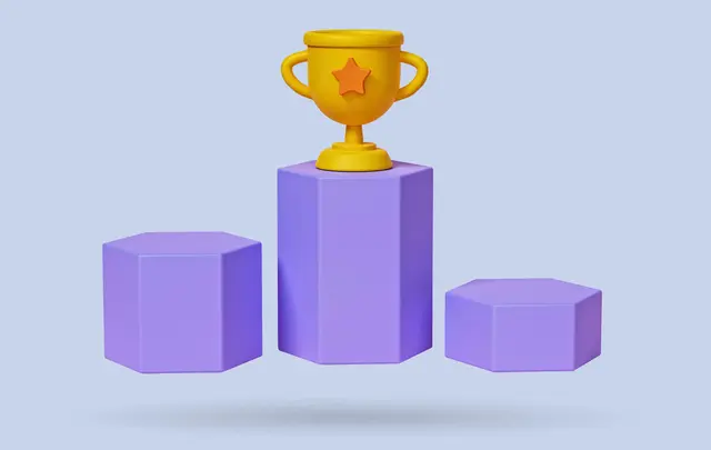 trophy on first place podium