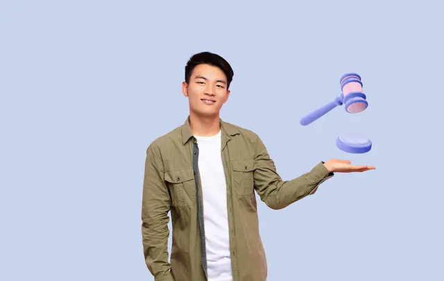 person with auction visuals