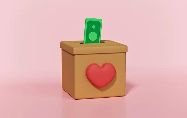 box with heart and money