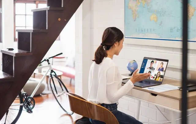 business woman working from home