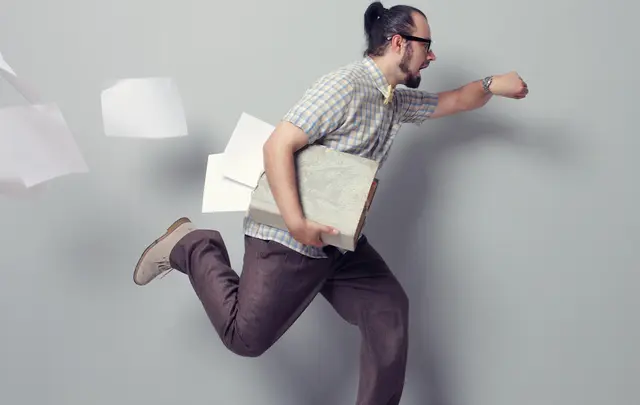 business man panic running