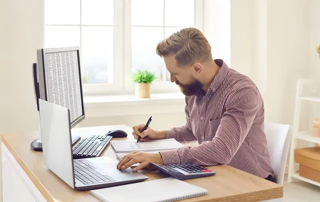 Men working from home