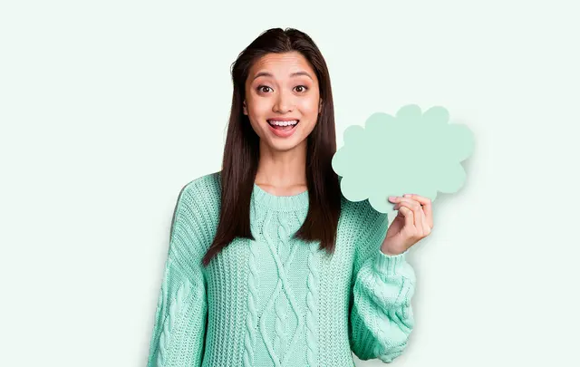 woman with a cloud in the hand