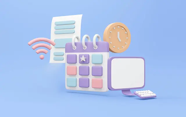 calendar, wifi and laptop