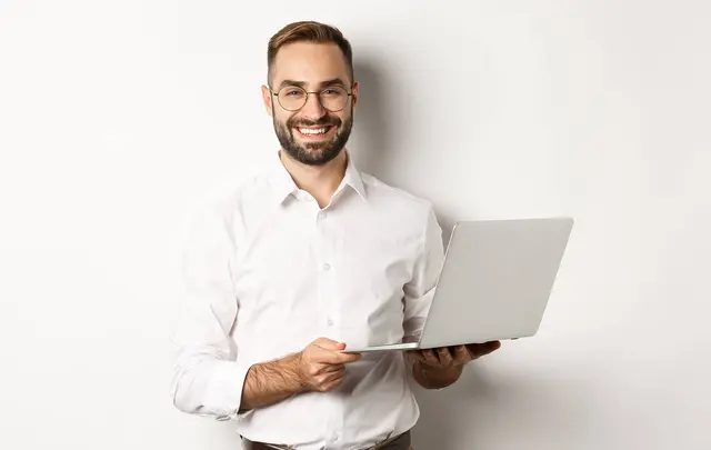 men with a laptop in the hand