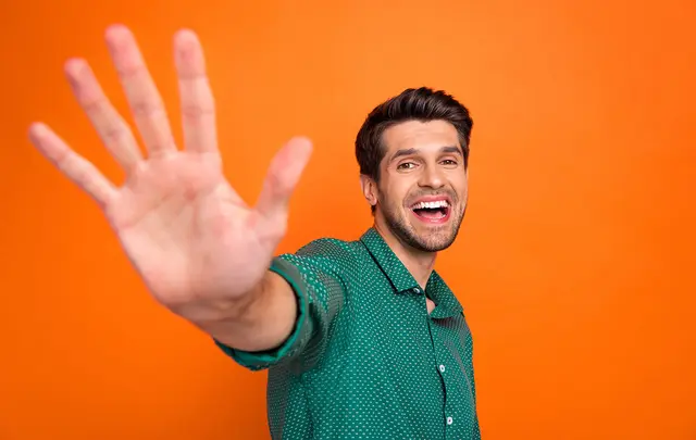 men showing his hand