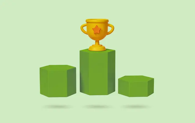 podium with a trofie